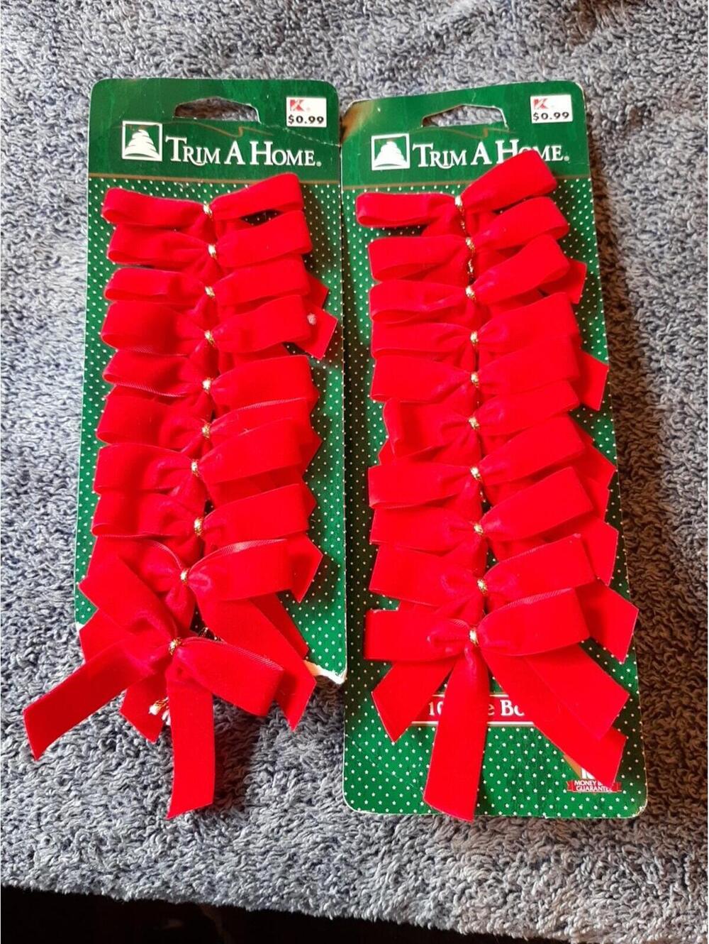 VTG Trim A Home New Christmas Tree Red Velvet Bows 16 Total Kmart Decorations